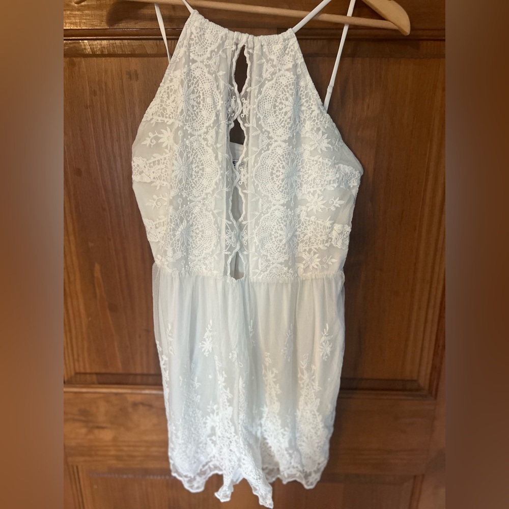 White embroidered express romper